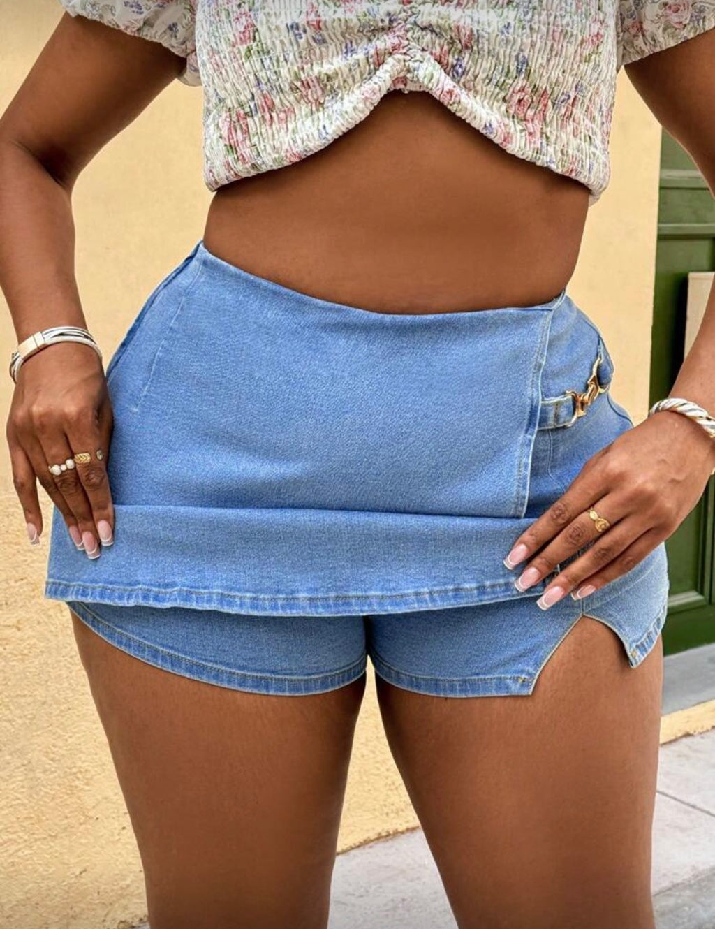 FALDA SHORT MEZCLILLA