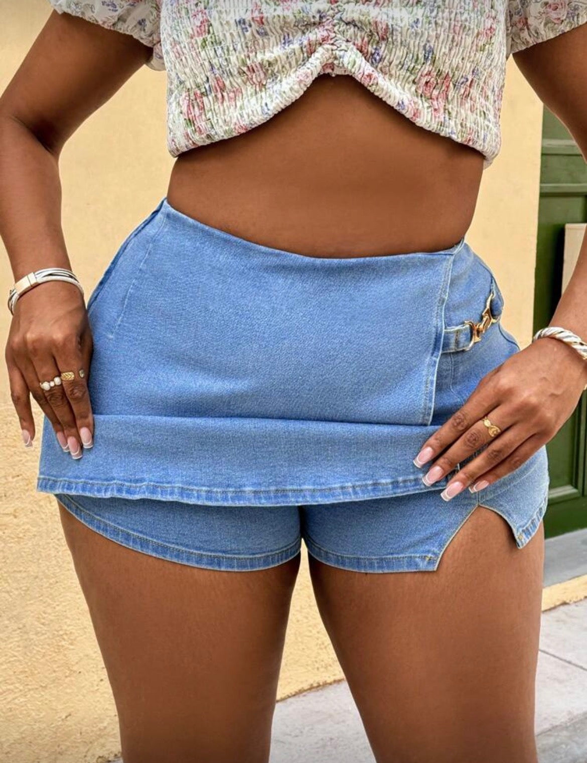 FALDA SHORT MEZCLILLA