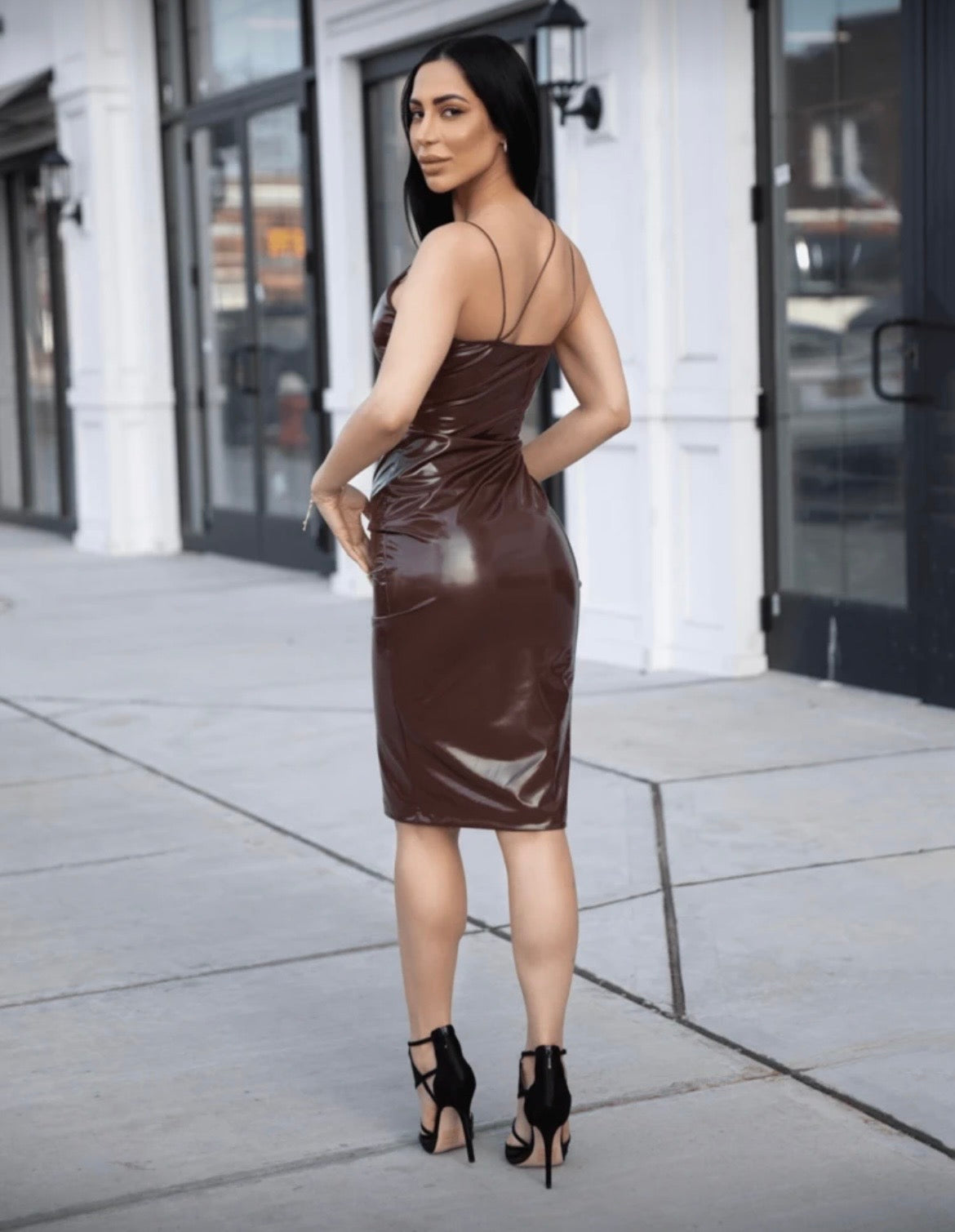 Vestido ajustado de vinipiel