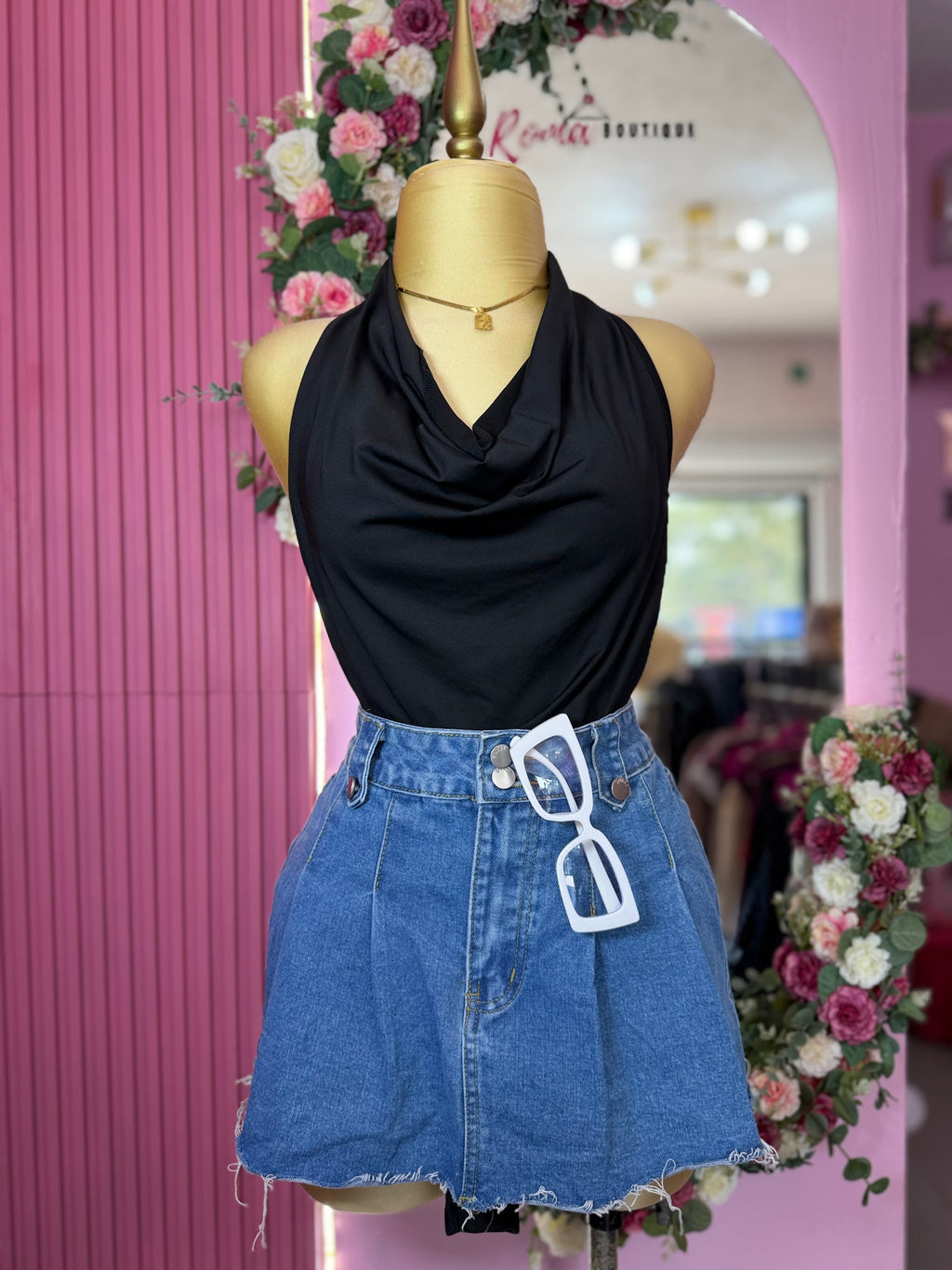 Falda de tablones mezclilla