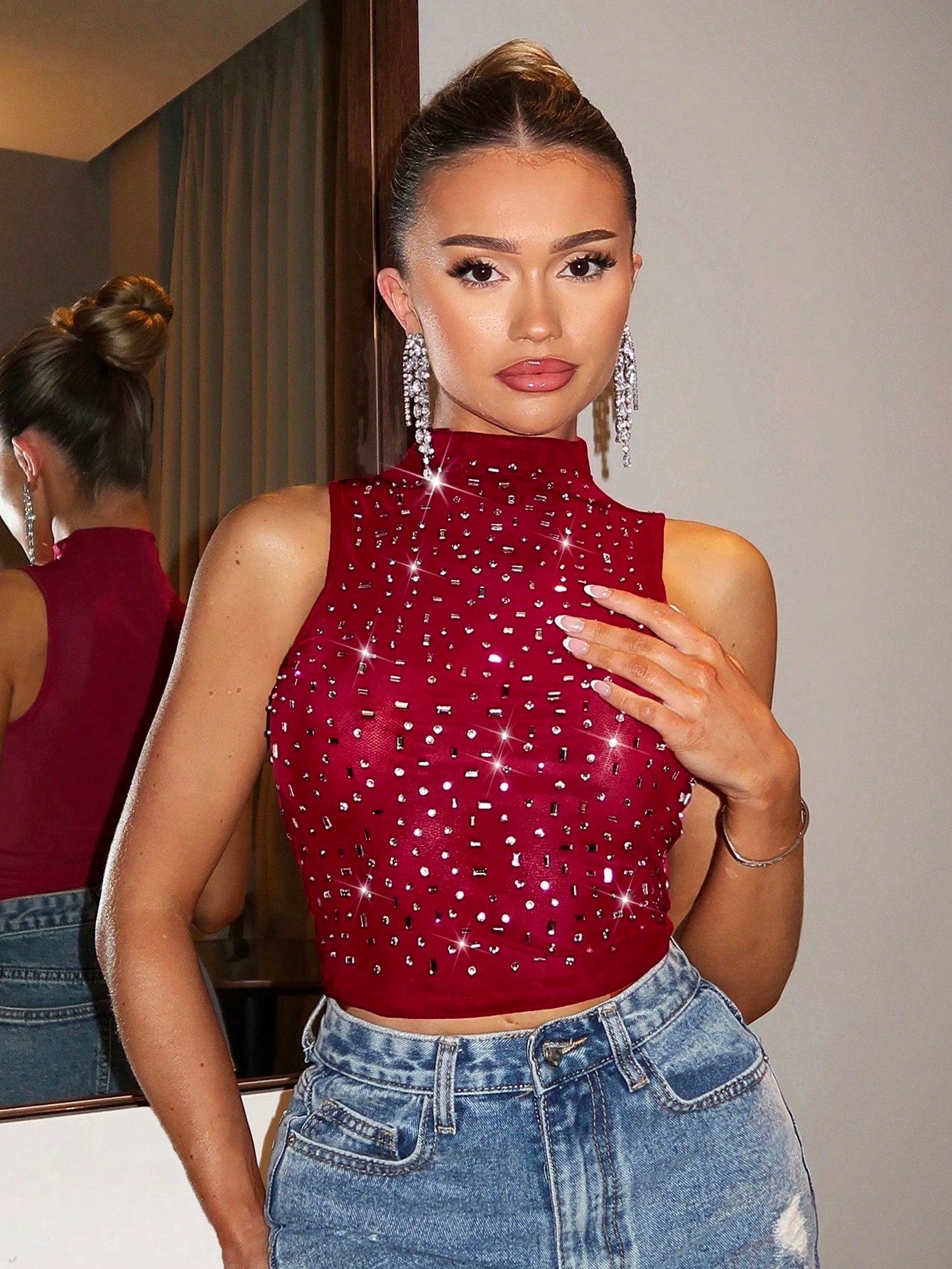 Top con pedrería elegante