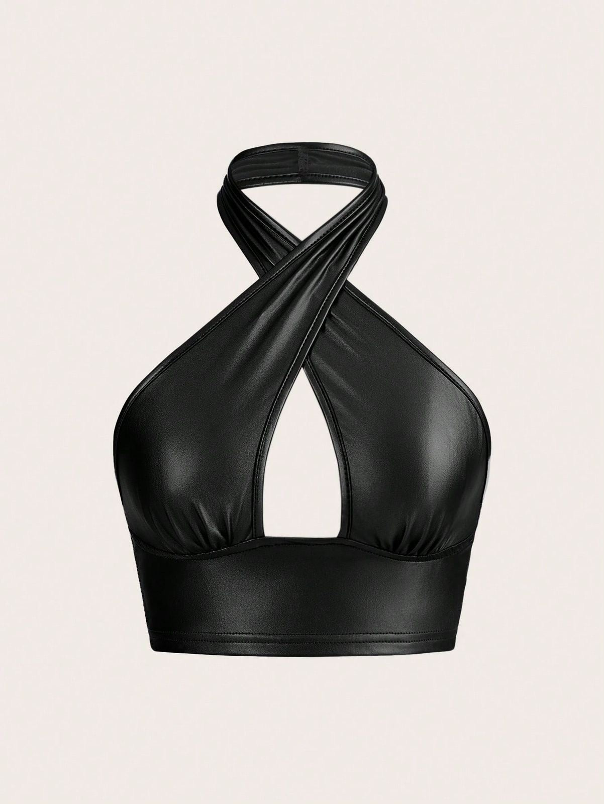 Top de vinipiel cruzado