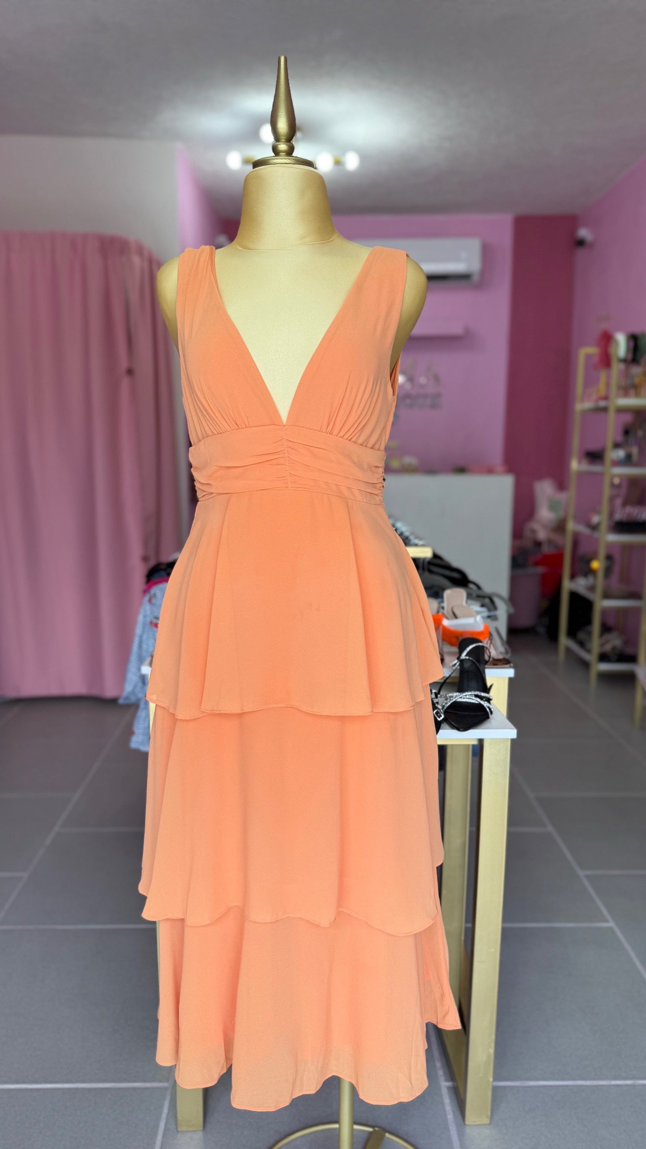 Vestido largo con tablones