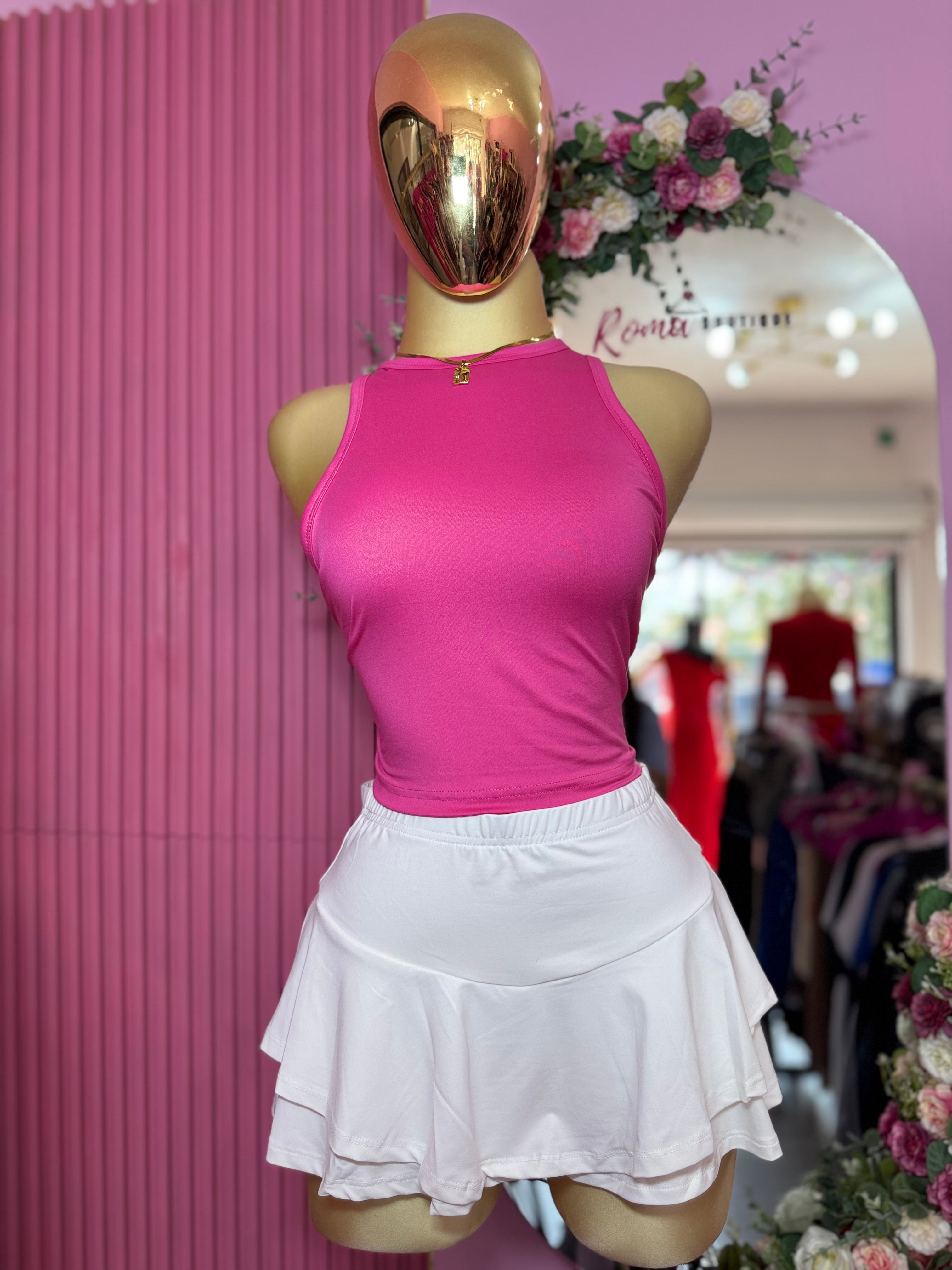 Top de cuello alto rosa