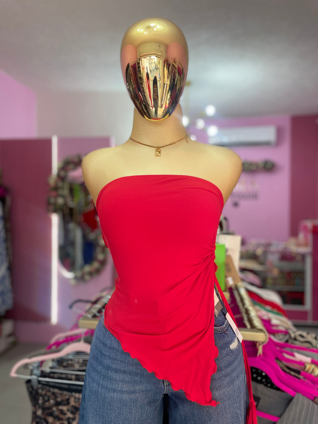 Top strapless con recogido