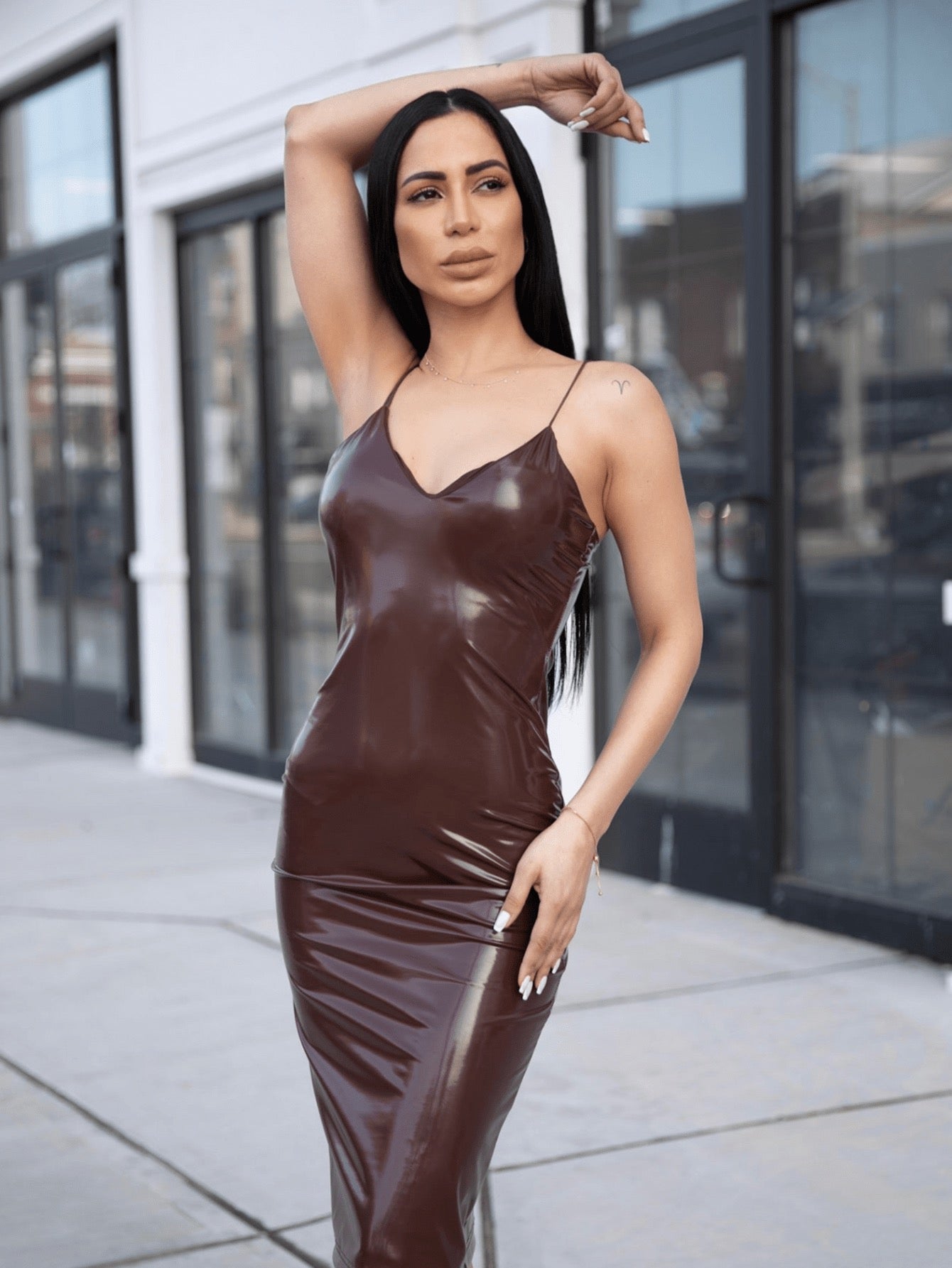 Vestido ajustado de vinipiel