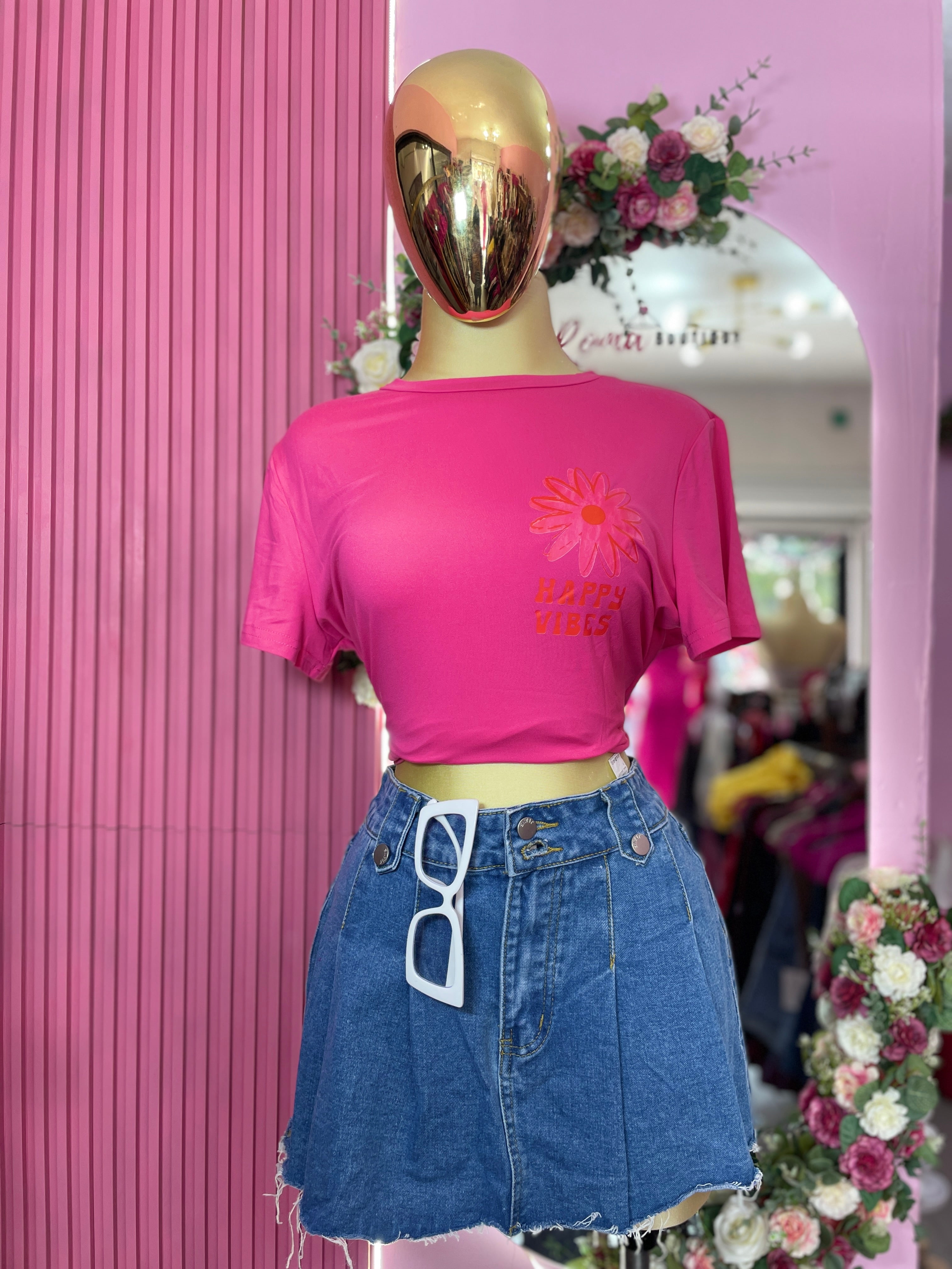 Playera dama Happy Vibes