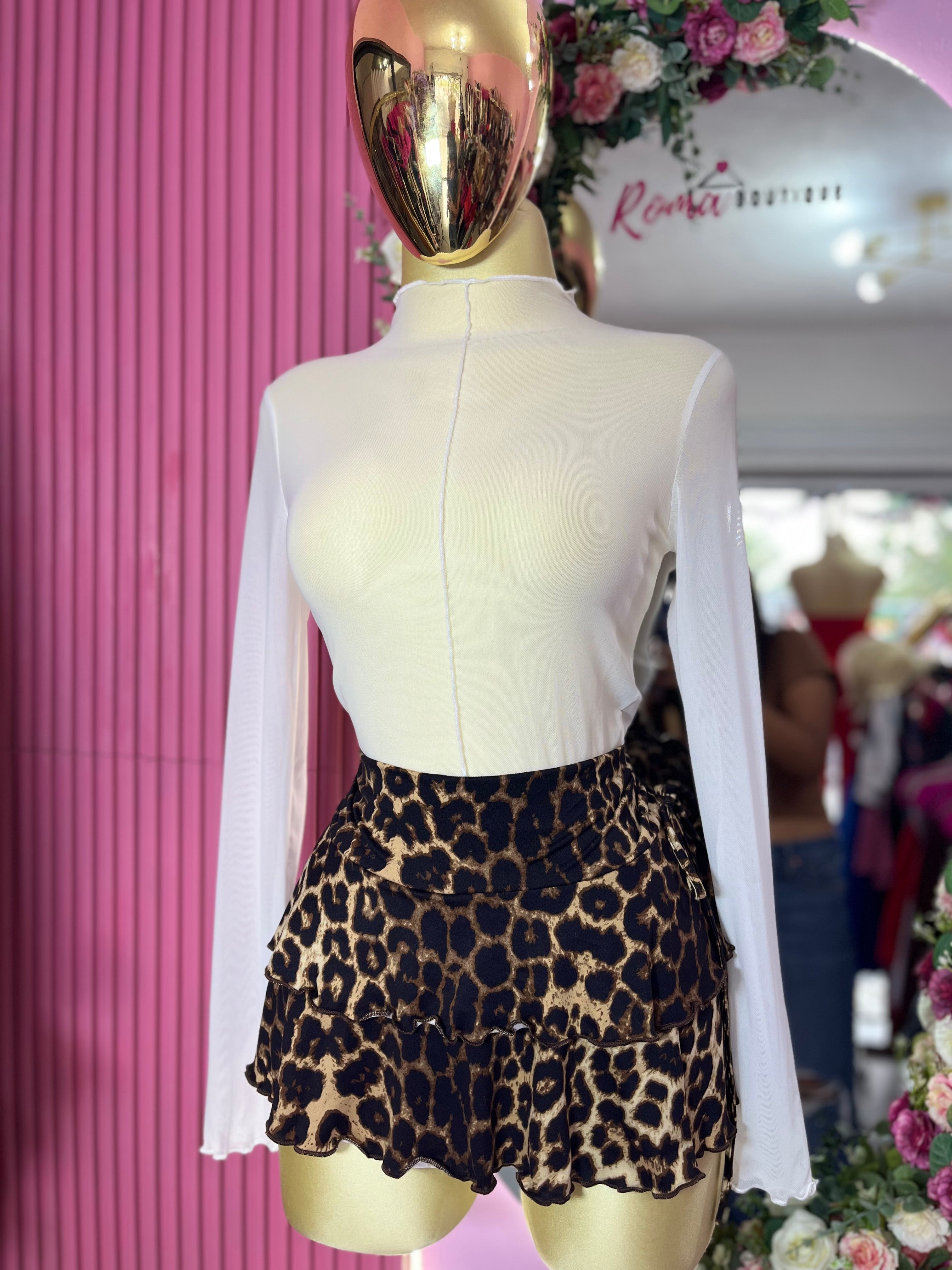 Falda short tablones con moño