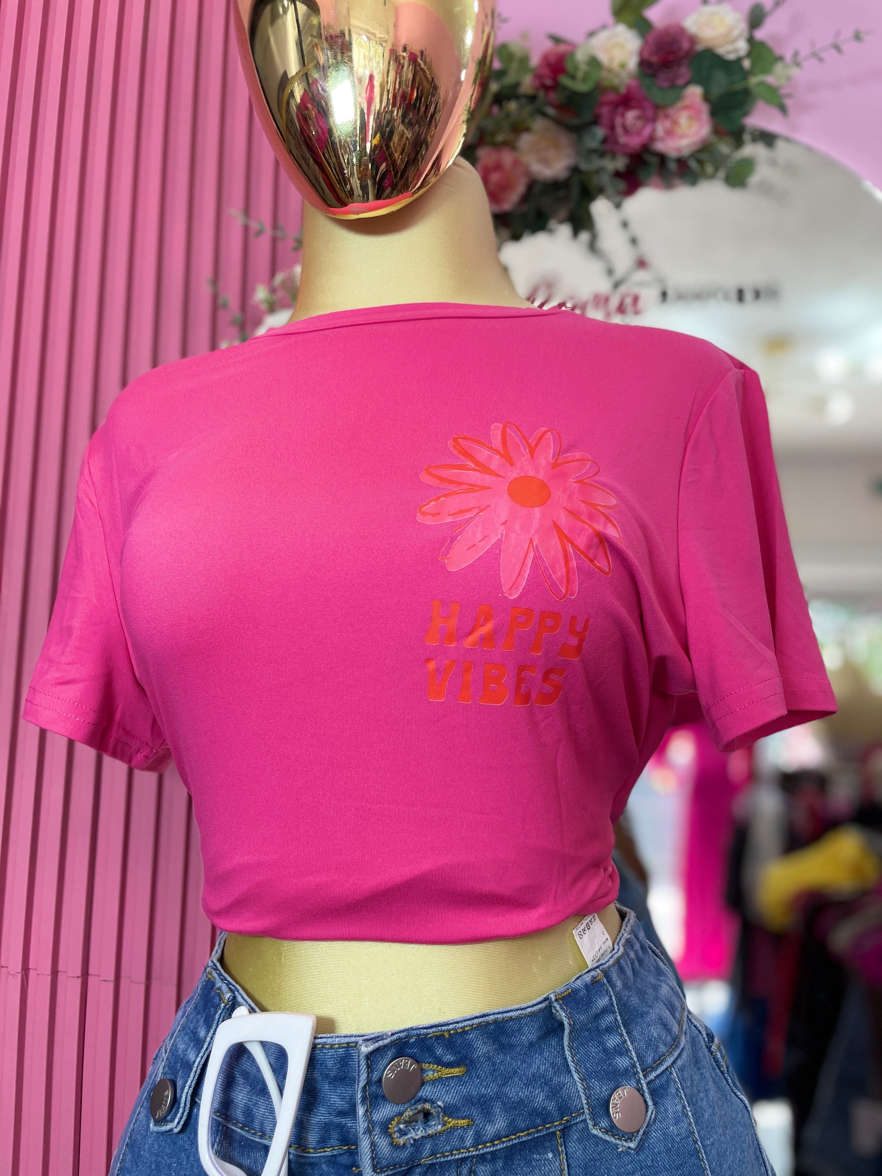 Playera dama Happy Vibes