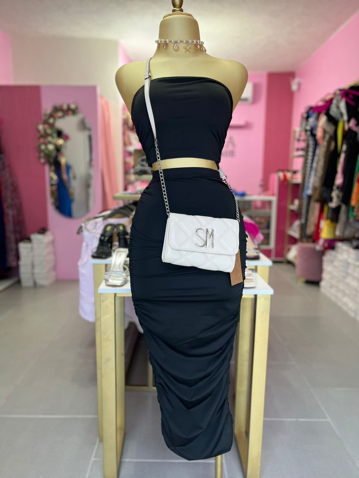 Conjunto falda y top strapless