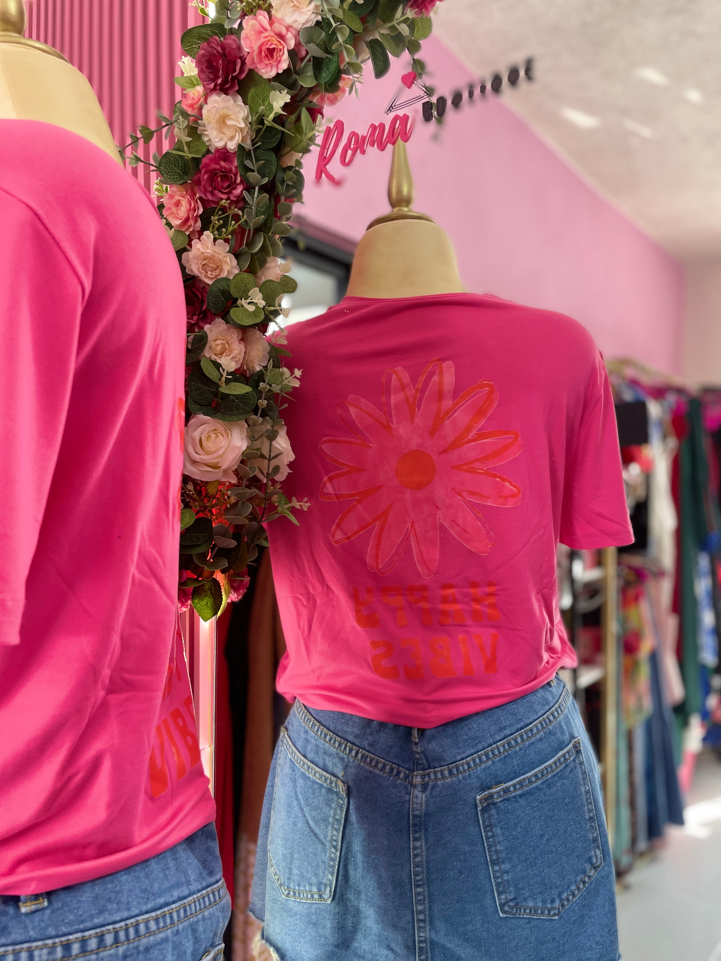 Playera dama Happy Vibes