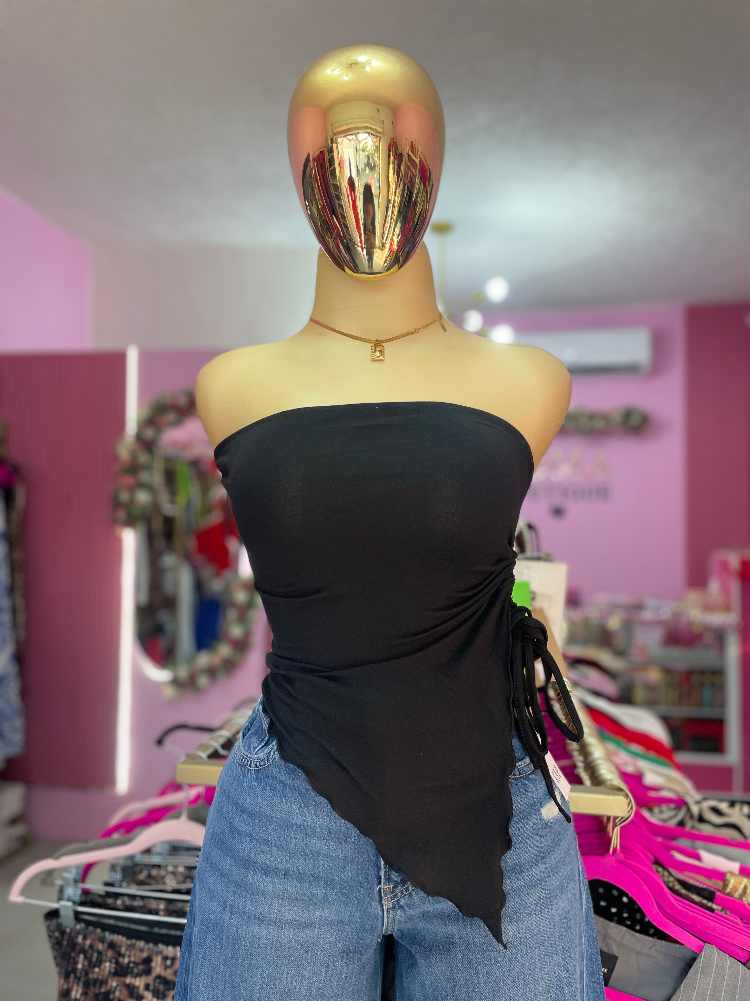 Top strapless con recogido